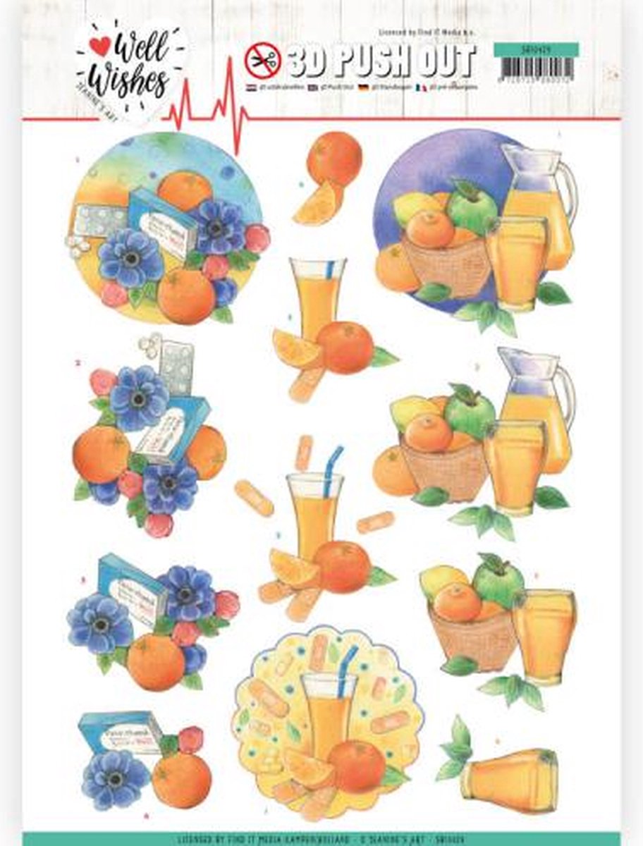 Pills and Vitamins Well Wishes 3D Push-Out Sheet by Jeanines Art